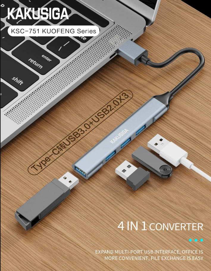 4in1 Converter USB-A To Usb OR Type-C To Usb 3.0 Converter Kakusiga KSC752Kakusiga KSC-751