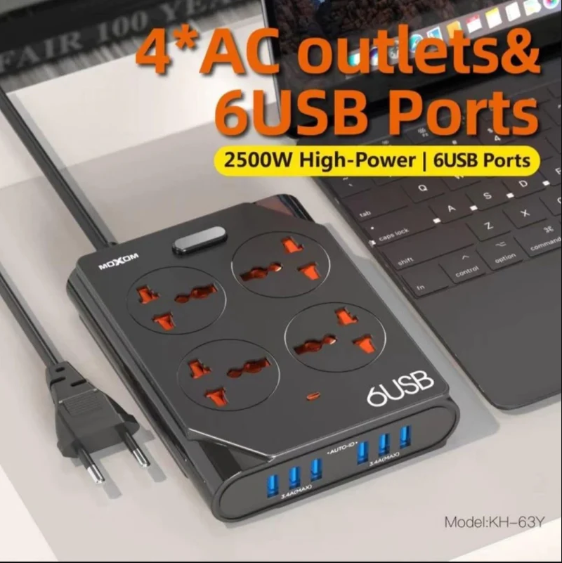 6 USB With 4 Anti-Static Power  Socket MoXom  KH-63Y