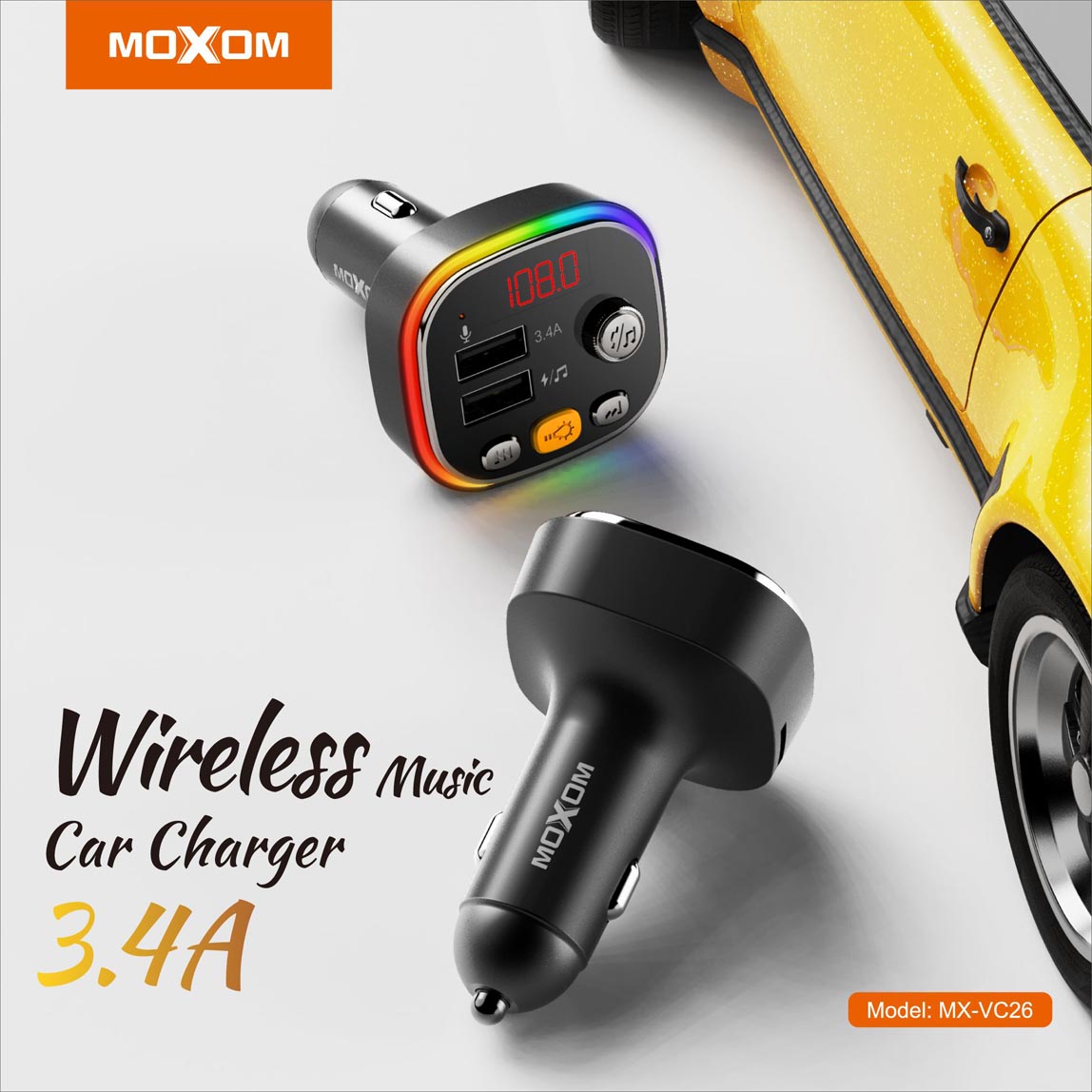 Wireless Music Car Charger MOXOM mx-VC25/VC-26