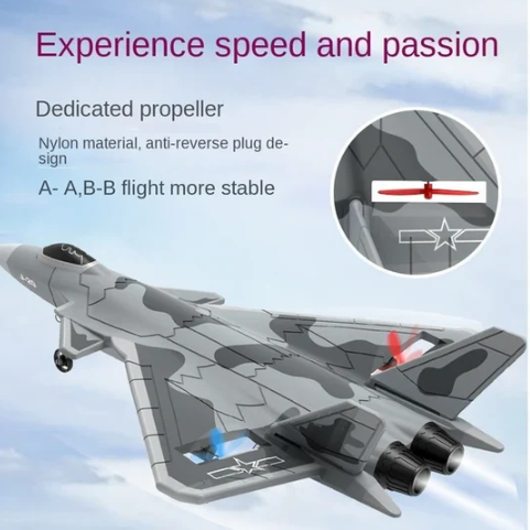 RC Plane J20 Fighter Remote Control Airplane Anti-collision Soft Rubber Head Glider with Culvert Design Aircraft