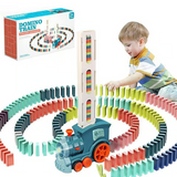 Colorful Electric Domino Train Set with 60Pcs Building Blocks for Kids Children Fun