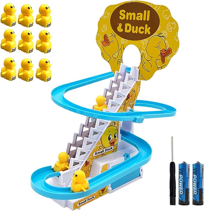 Electric Duck Climbing Stair Toy Kids Roller Coaster Duck Toy Gift