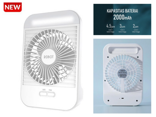 JTC, 5" Rechargeable Mini Fan, Led Lights, AC/DC Operated, UP to 6 Hours on Battery
