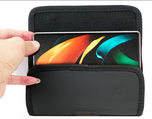 Premium Leather Horizontal Large Size Pouch Protective Carrying Cell Phone Case with Belt Clip