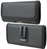 Premium Leather Horizontal Large Size Pouch Protective Carrying Cell Phone Case with Belt Clip