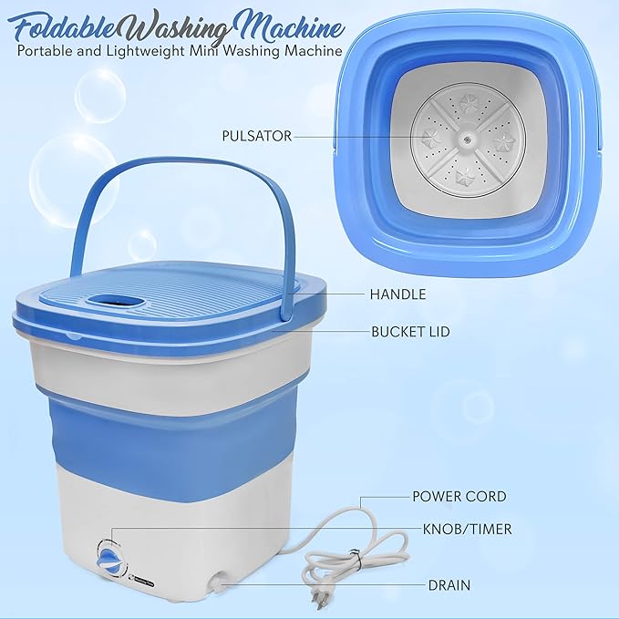 Folding Portable Washing Machine With Bucket Dryer