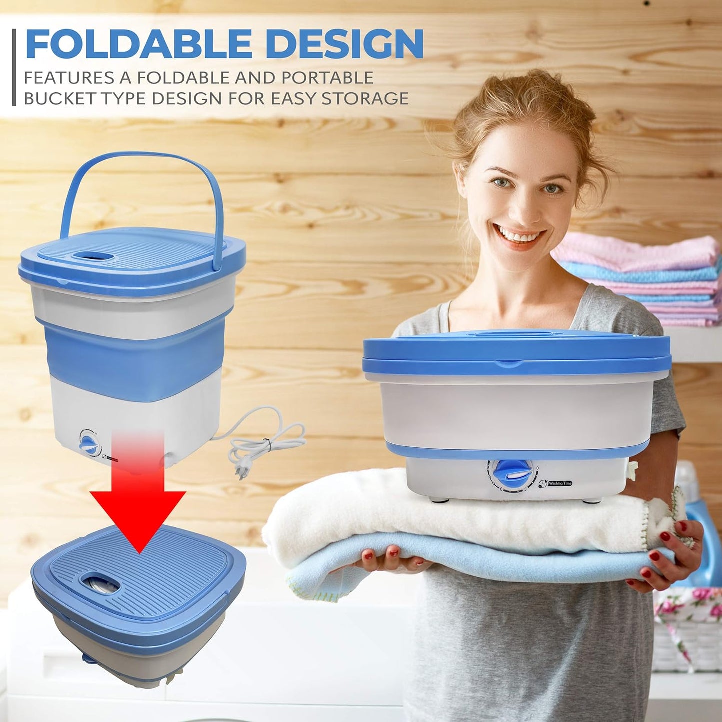 Folding Portable Washing Machine With Bucket Dryer