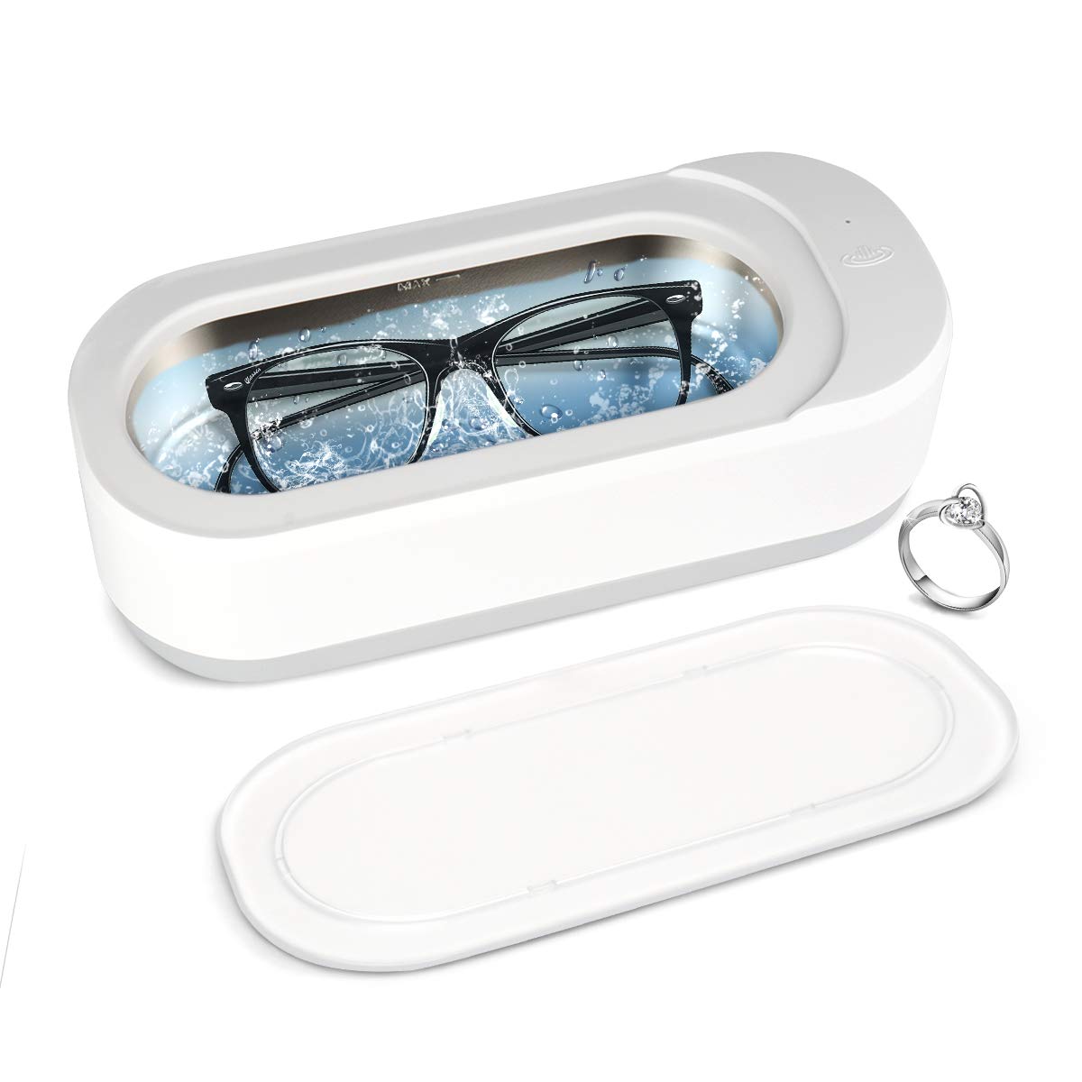 Ultrasonic Glasses Cleaner, 360° Deep Cleaning, Silent Jewelry Cleaner Ultrasonic Machine USB Powered, Clean Pod for Watches/Glasses/Jewelry
