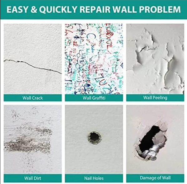 Standing Stand Wall Repair Roller Brush with Wall Repair Paste, Wall Repair Roller Brush, Wall Repair Cream, Filler Repair Graffiti, Scratches, Stains, Cracks